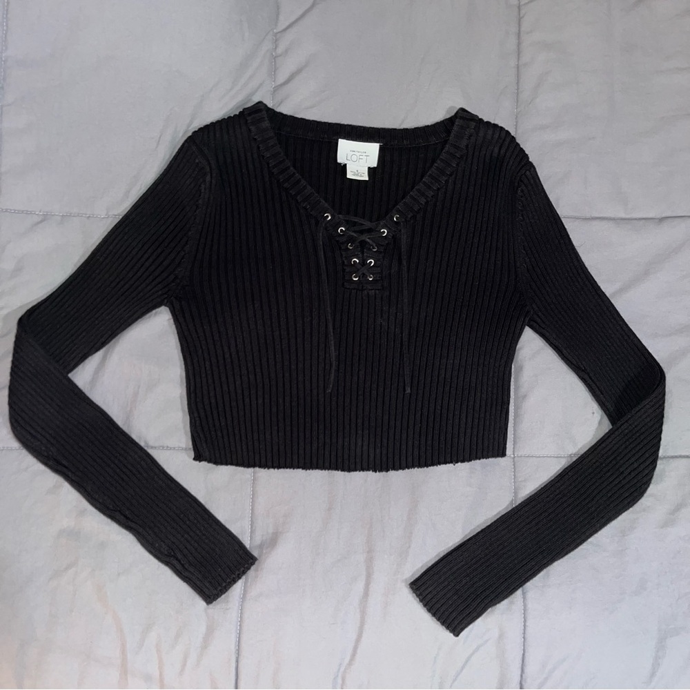 LOFT Crop Ribbed Sweater - Picture 2 of 12